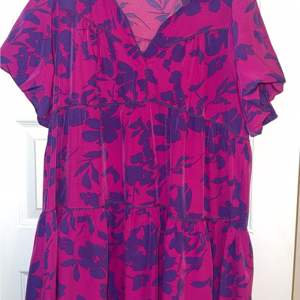 Umgee Magenta Dress with Purple Floral Print